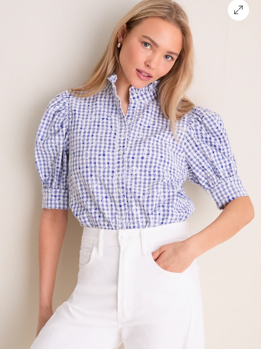 Hyacinth House Blue Gingham Louisa Blouse